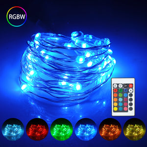 RGB Lichterkette 5M Wasserdicht, RGB 24tasten 50 LED